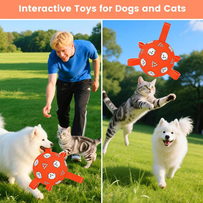 Dog Toys Soccer Ball with Straps, Durable Dog Balls, Interactive Dog Toys for Tug of War, Floating