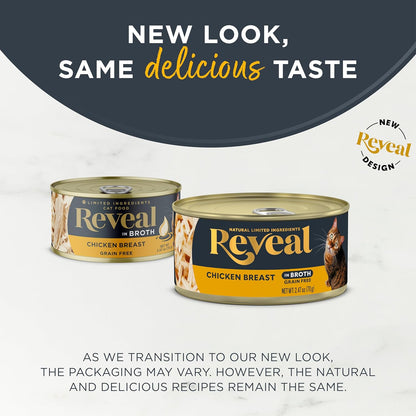 Reveal Natural Wet Cat Food in Broth, Limited Ingredient Grain Free Canned Cat Food, Protein with