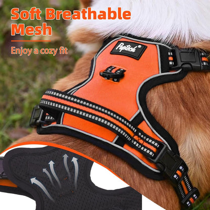 PUPTECK No Pull Dog Harness Small Sized, Adjustable Reflective Dog Harness with Handle Easy