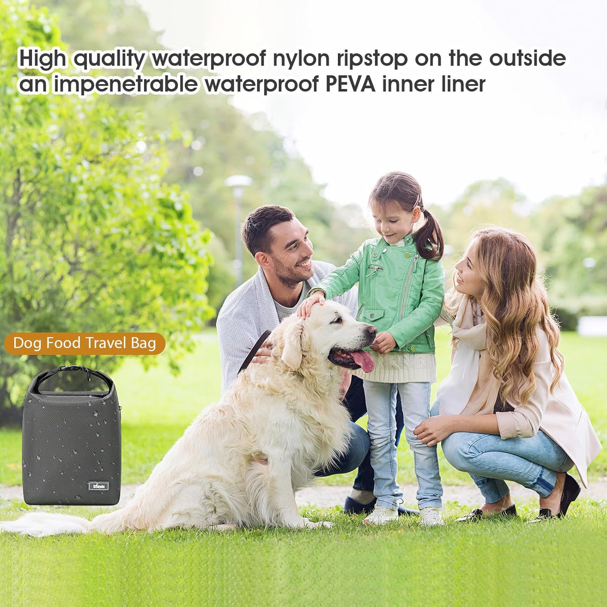 Waterproof Pet Food Storage Bag,Dog Food Container 12 lb w/2PCS Collapsible Dog Travel Bowls and