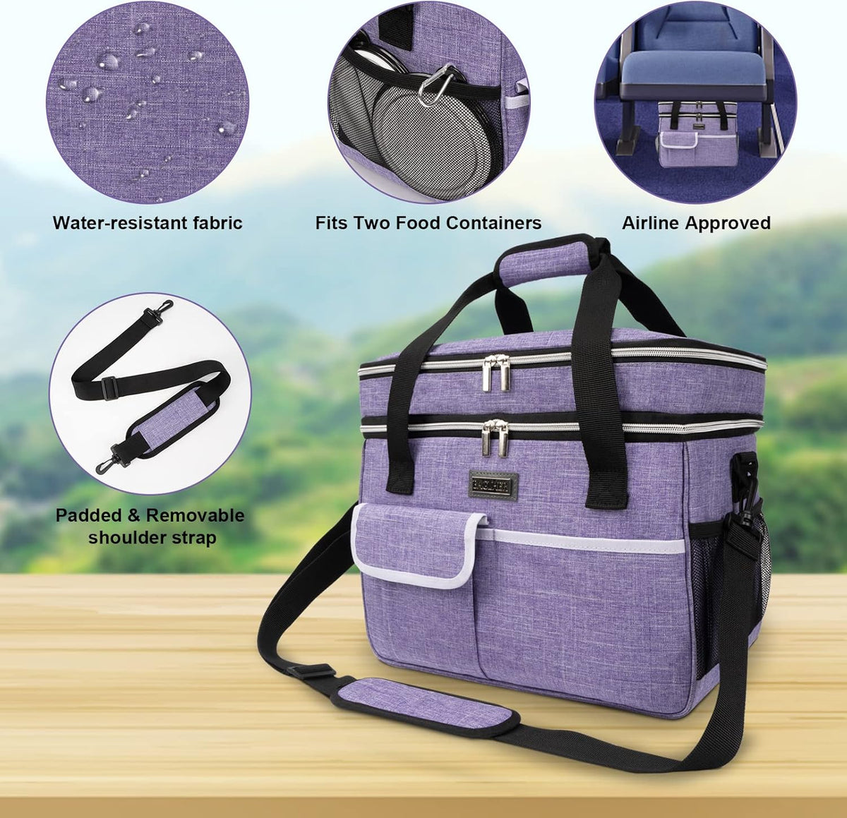 BAGLHER Dog Travel Bag for Supplies - Double-Layer Airline Approved Weekend Pet Travel Organizer
