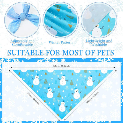Abbylike 50 Pcs Winter Dog Bandanas Bulk Blue Snowflake Dog Bandanas for Pets Triangle Kerchief