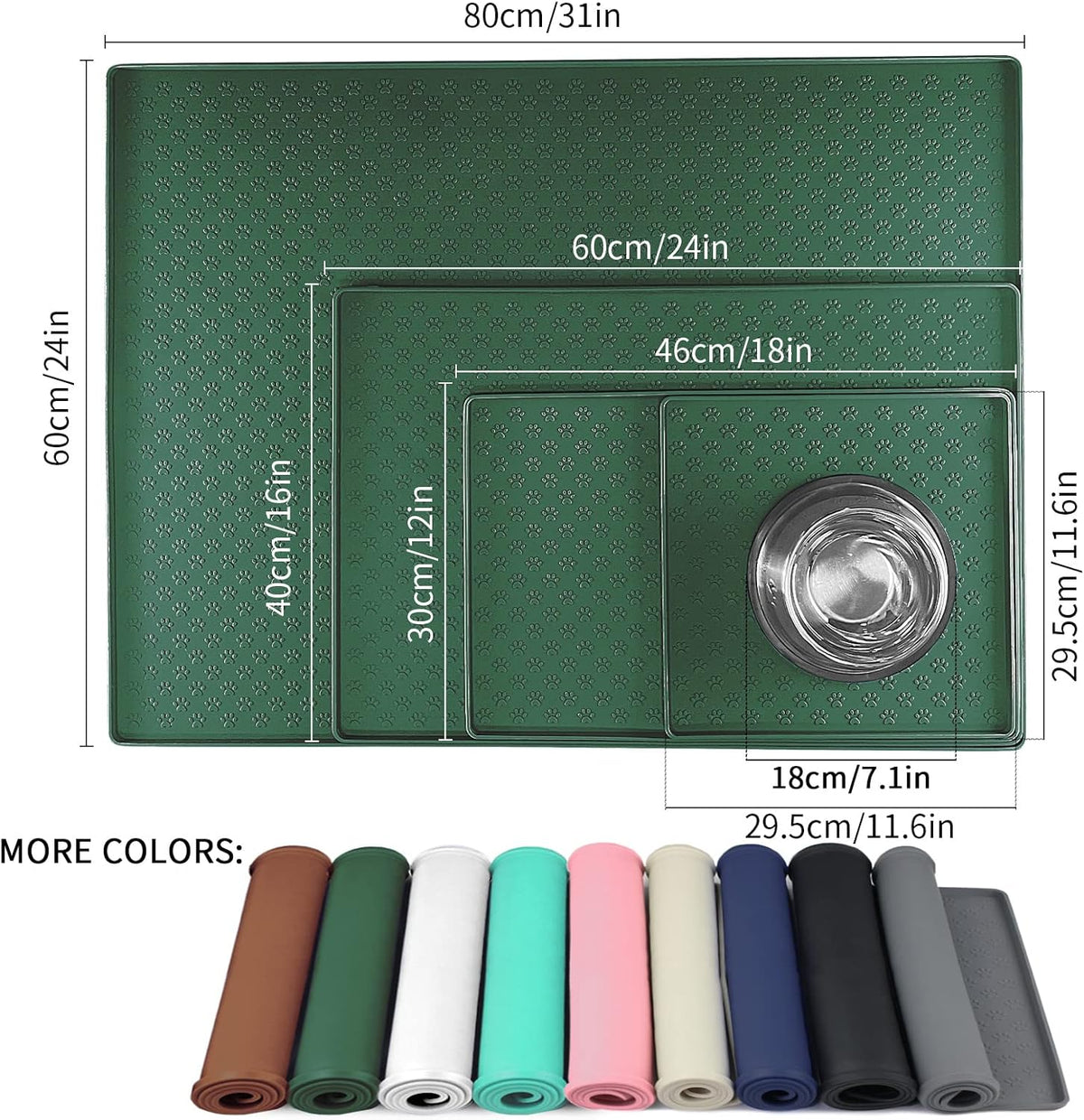 Ptlom Pet Placemat for Dog and Cat, Waterproof Silicone Pet Feeding Bowl Mats for Food and Water