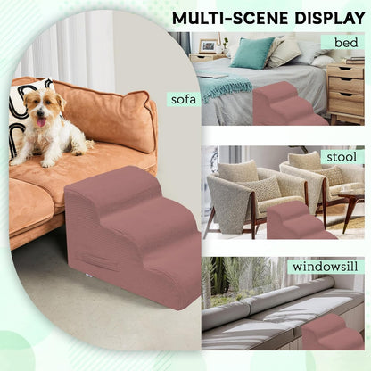 Dog Steps for Small Dogs, 4-Step Pet Ramp Stairs for High Beds and Sofa, Non-Slip Pet Stairs for