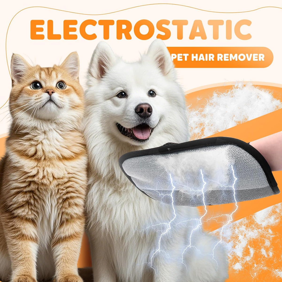 Pet Hair Removal Glove for Cats & Dogs, Reusable Pet Hair Remover Electrostatic Gloves for Couch
