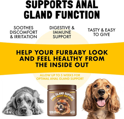 LEGITPET Anal Gland Relief Chews for Dogs Fiber & Digestive Support Supplement Soft Treats for