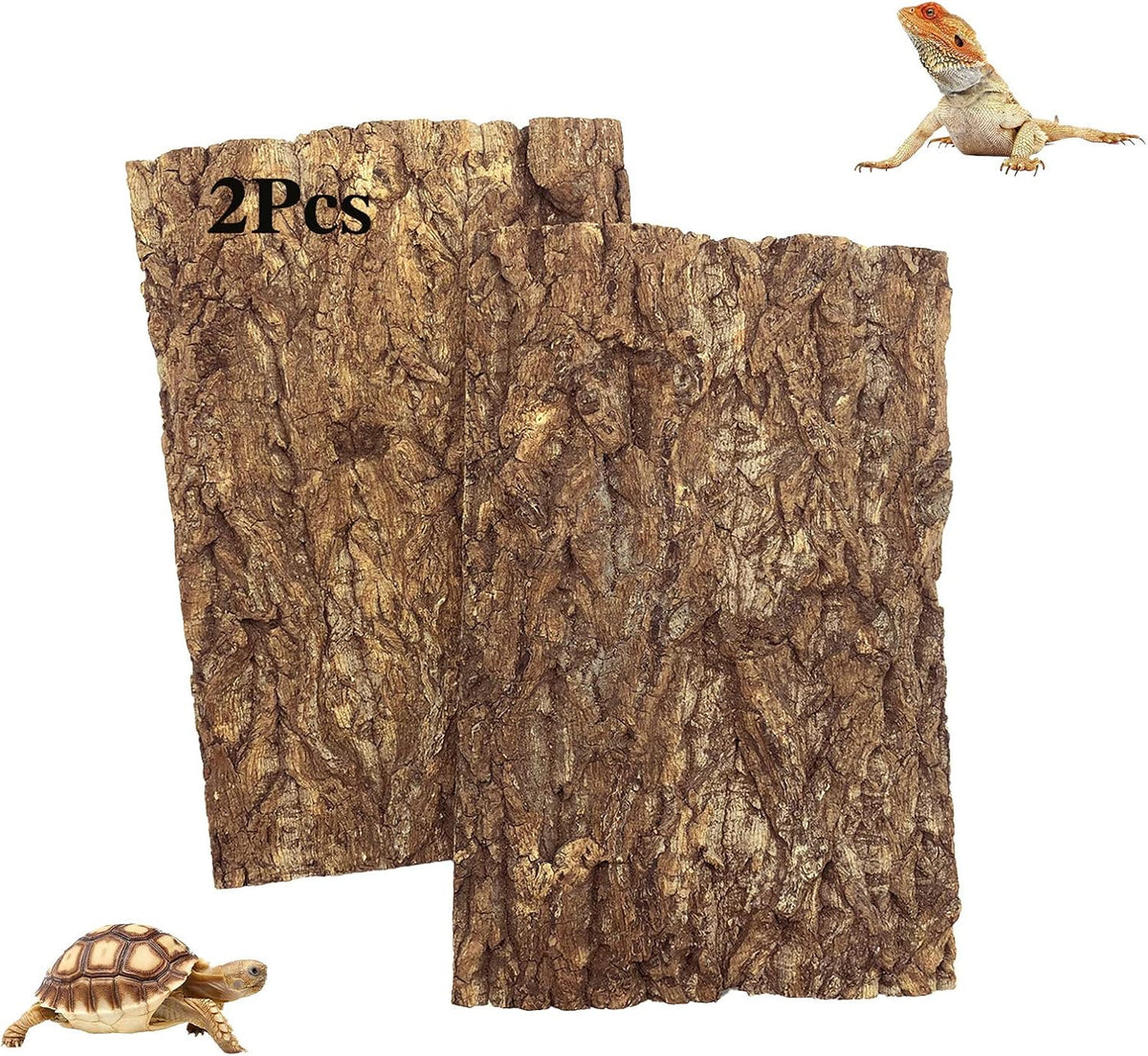 Tfwadmx 2Pcs Cork Tile Terrarium Background 15.7"x11.8" Reptile Bark Backdrop Wall Decor 3D Bearded
