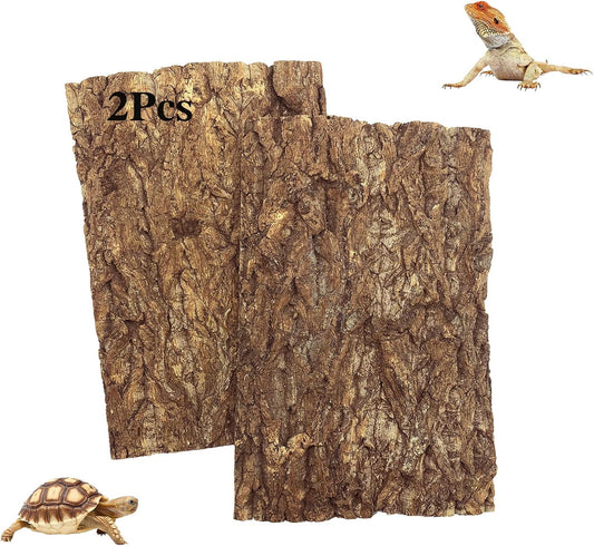 Tfwadmx 2Pcs Cork Tile Terrarium Background 15.7"x11.8" Reptile Bark Backdrop Wall Decor 3D Bearded