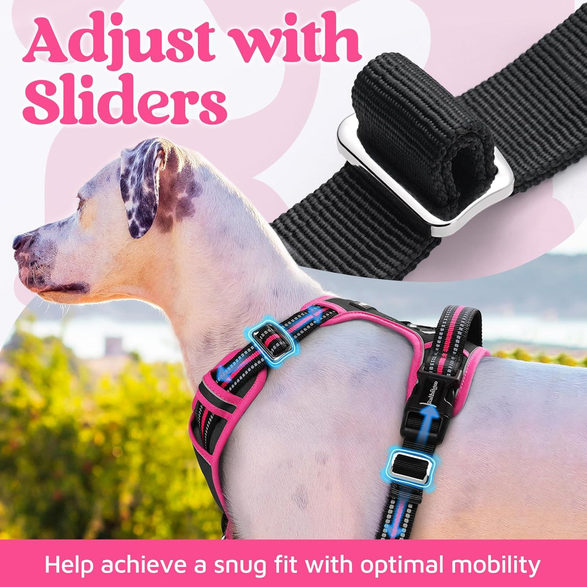 rabbitgoo Dog Harness for Large Dogs, No Pull Pet Vest with 3 Buckles, Adjustable Soft Padded Pet