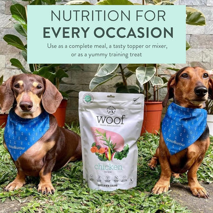 WOOF Freeze Dried Dog Food - Chicken Recipe, High Protein Dog Treats & Snacks, Dog Food Toppers &