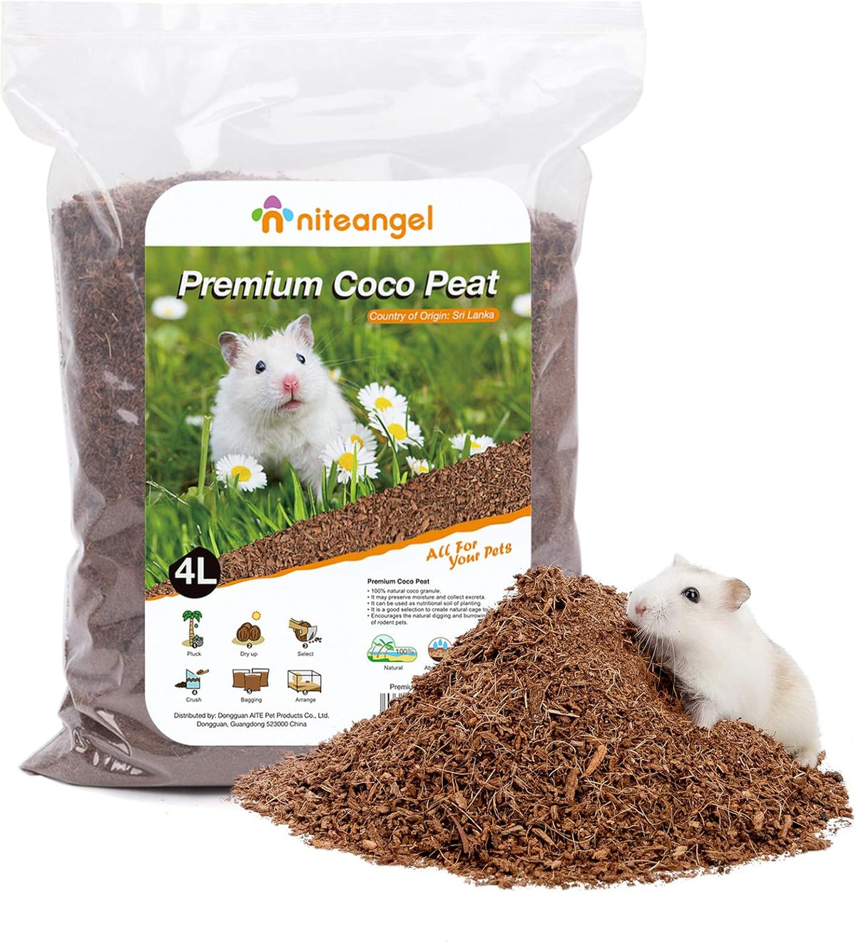 Niteangel Natural Coco/Cork Hamster Bedding Pet Litter for Dwarf Syrian Hamsters, Gerbils, mices