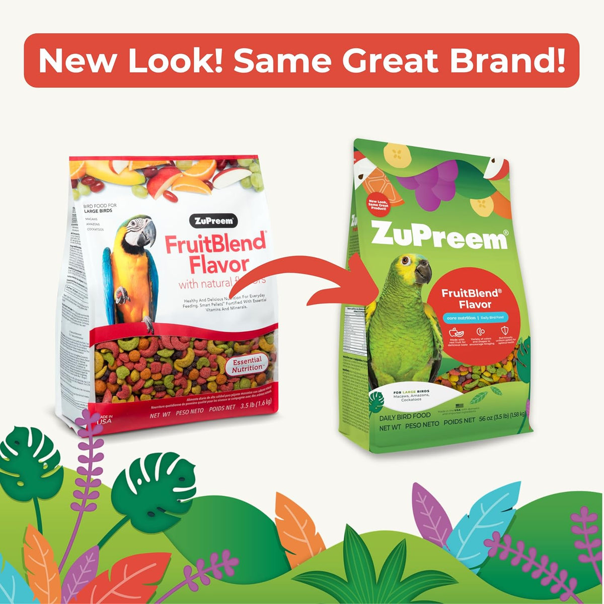 ZuPreem FruitBlend Bird Pellets, Daily Bird Food for Amazon, Cockatoo, Macaw, Core Nutrition for