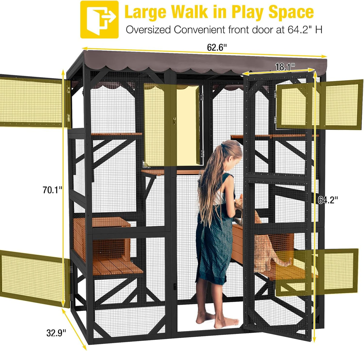 Aivituvin Catio Outdoor Cat Enclosure Large Cat House for Mulitiple Cats Walk in Kitty Cage with