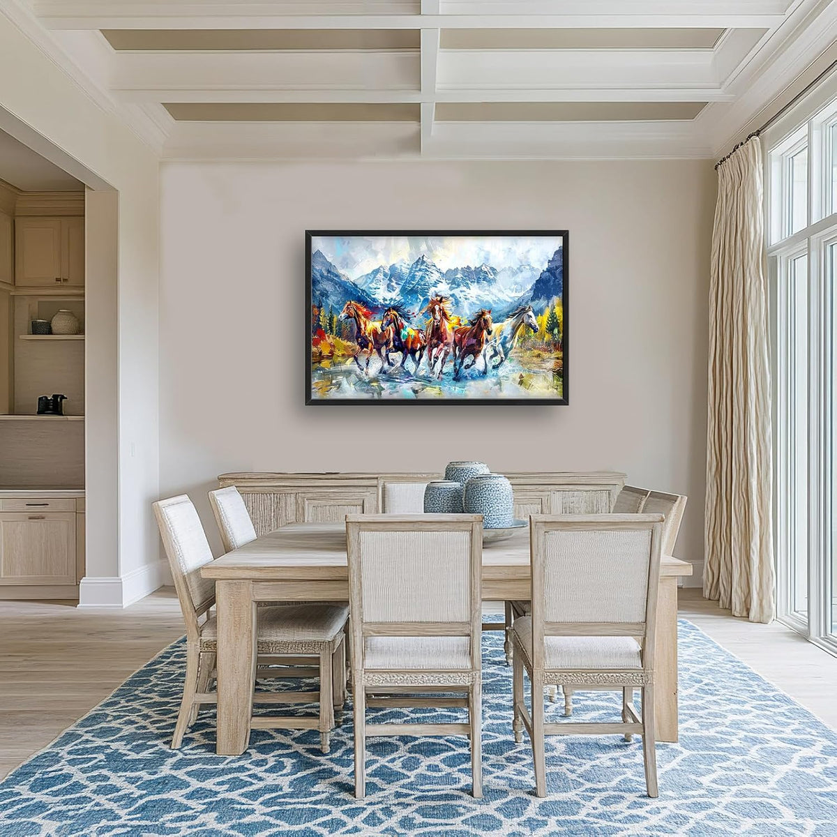 Horse Large Wall Art Running Horses Pictures Colorful Horse Mountain Landscape Wall Decor Wild