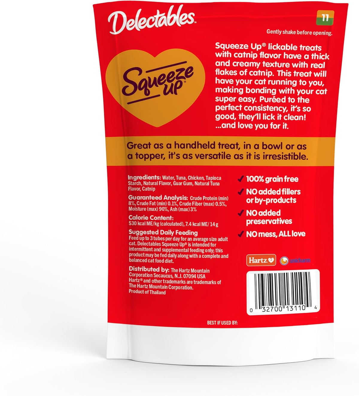 Delectables Squeeze Up Creamy Squeezable Puree, Lickable Wet Cat Treats, Grain Free, No Added