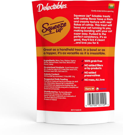 Delectables Squeeze Up Creamy Squeezable Puree, Lickable Wet Cat Treats, Grain Free, No Added