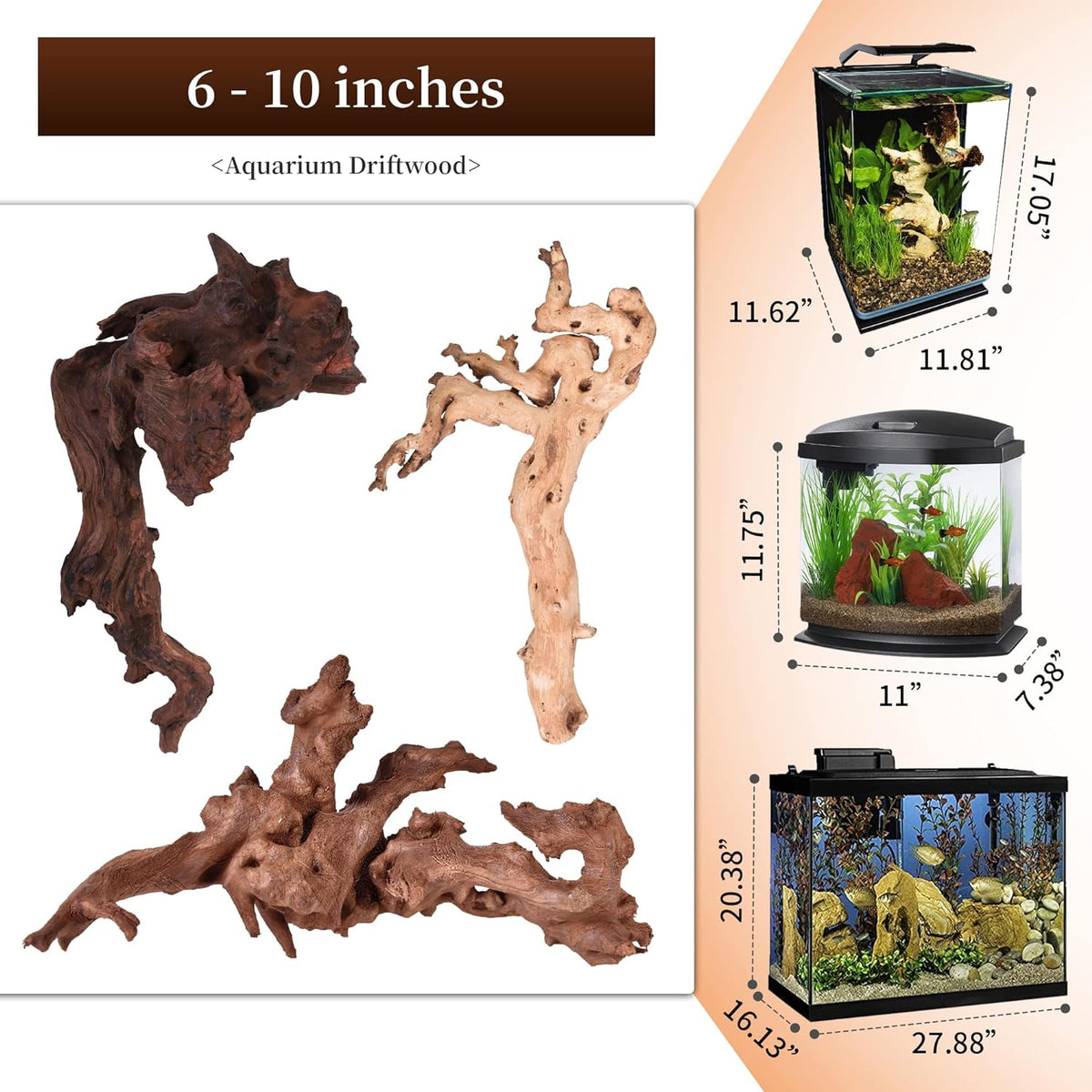 majoywoo Natural Coral Driftwood for Aquarium Decor Fish Tank Decorations, Assorted Driftwood