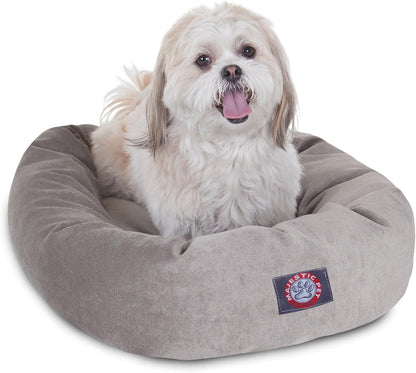 Majestic Pet 32 Inch Micro Velvet Calming Dog Bed Washable – Cozy Soft Round Dog Bed with Spine for