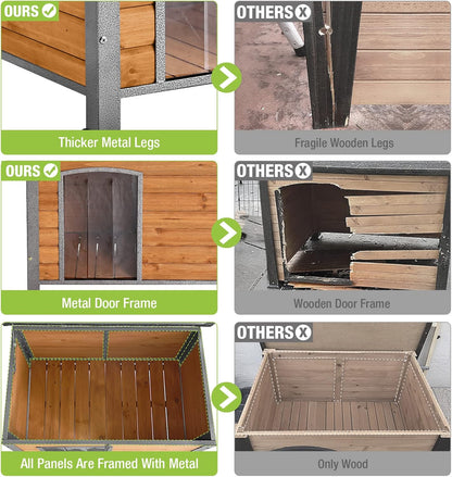 GUTINNEEN Chew Proof Dog House with Metal Iron Frame Outdoor Dog Kennel for Small Medium Large