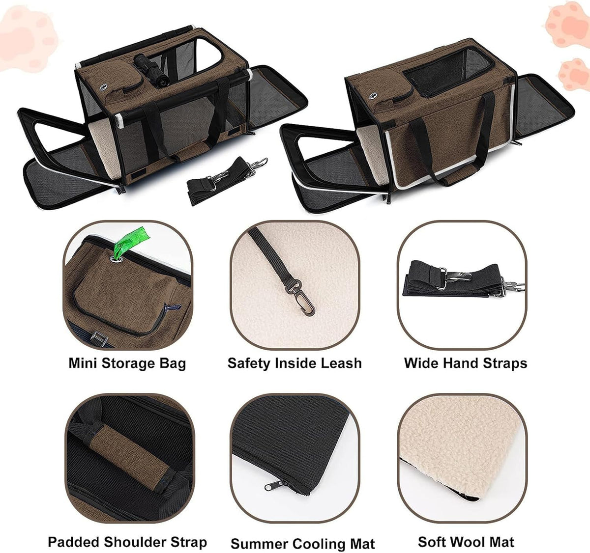 Pet Carrier for Large Cat Soft-Sided Animal Traveling Bag for Medium Cat up to 20lbs / Washable