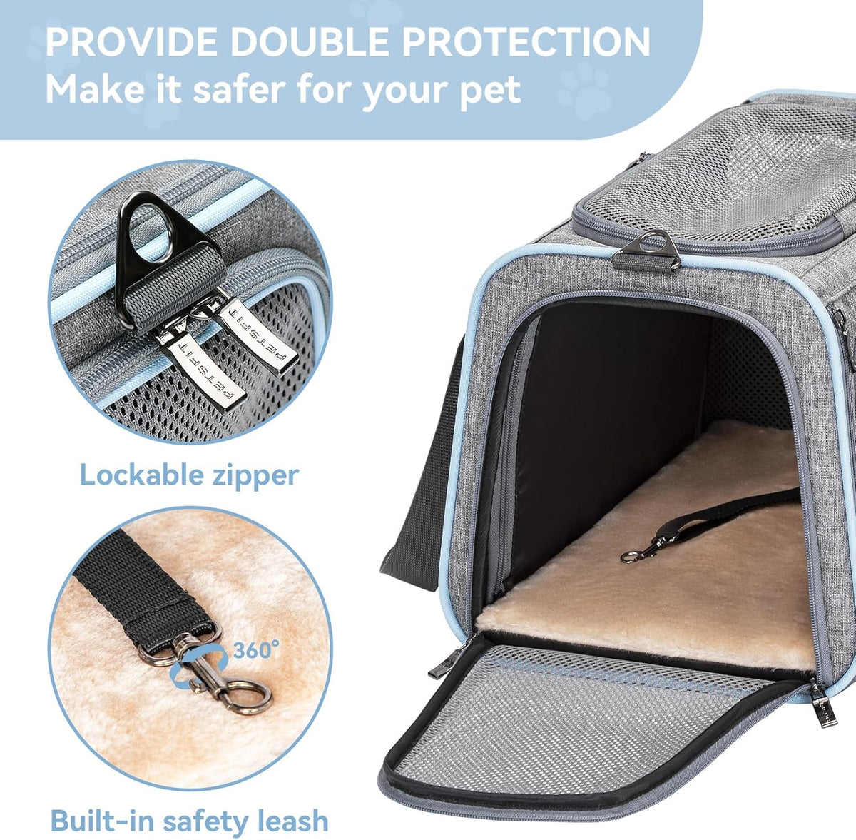 Petsfit Expandable Pet Carrier, 19x12x12 inches Soft-Sided Portable Cat Carrier Dog Carrier, with