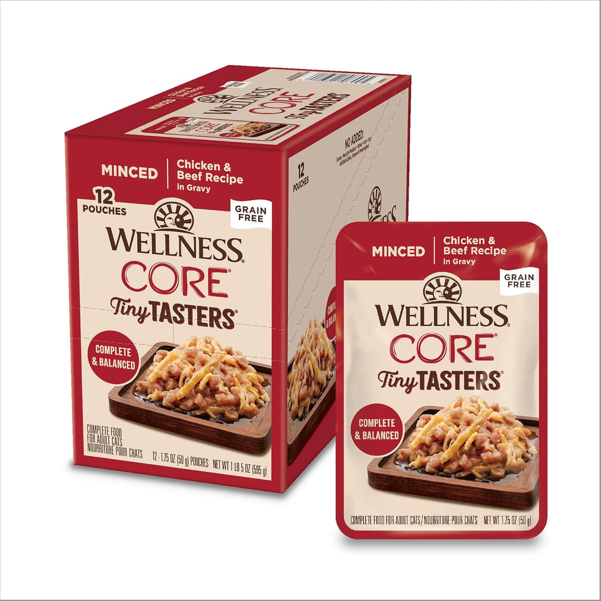 Wellness CORE Tiny Tasters Minced Adult Wet Cat Food, Natural, Protein-Rich, Grain Free, 1.75-Ounce