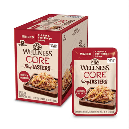 Wellness CORE Tiny Tasters Minced Adult Wet Cat Food, Natural, Protein-Rich, Grain Free, 1.75-Ounce