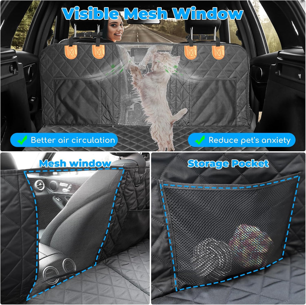 URPOWER Back Seat Extender for Dogs - Hard Bottom Dog Car Seat Cover Holds 400 lbs, Waterproof Dog