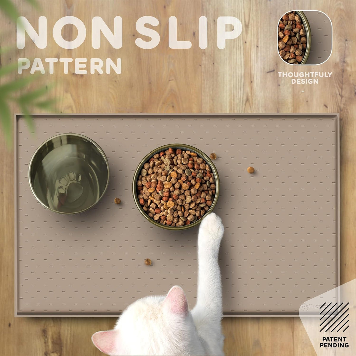 Dog Food Mat - 28x18 Raised Edges Dogs Mat for Food and Water Prevent Spill, Waterproof Cat Food