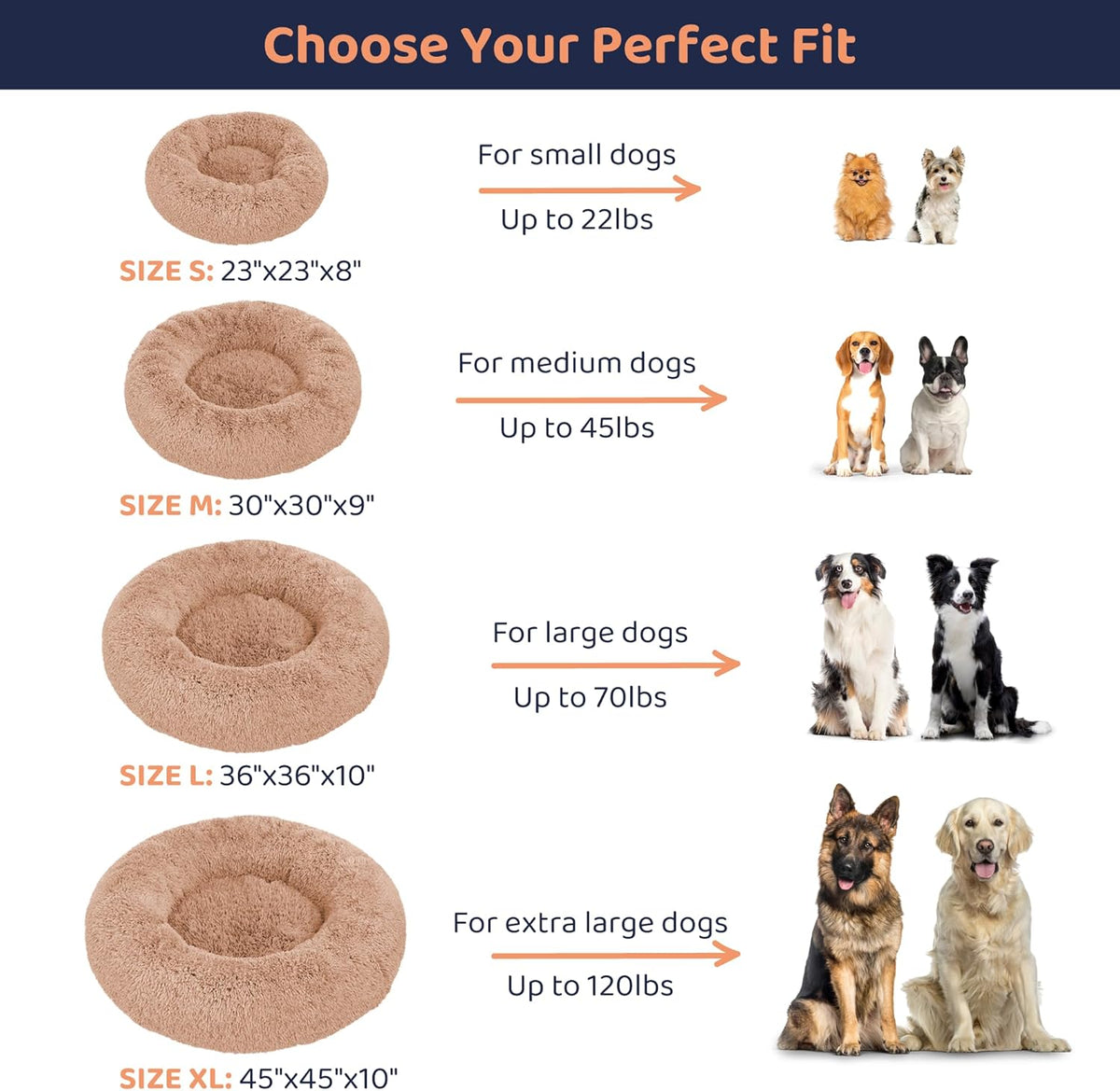 Donut Dog Bed - Premium Comfort for Anxiety Relief - Fluffy & Calming Design with Ultra-Plush