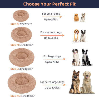 Donut Dog Bed - Premium Comfort for Anxiety Relief - Fluffy & Calming Design with Ultra-Plush