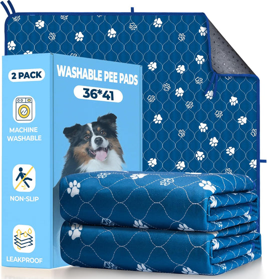 Fostanfly Washable Pee Pads for Dogs, 2 Pack Large 36"x41" Ultra-Absorbent and Leak-Proof Non-Slip