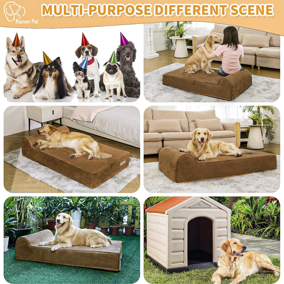 Large Orthopedic Dog Bed, 7" Memory Foam with Waterproof Liner, Chew Resistant Microsuede Cover