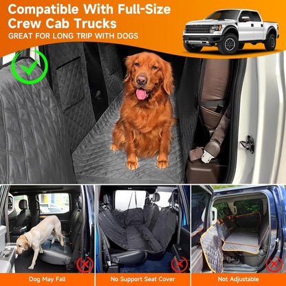 XL Dog Truck Seat Cover with Car Door Protector, for Trucks with Flip Up Rear Seats, Waterproof