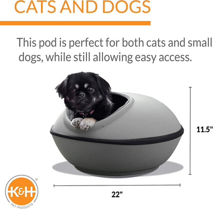 K&H Pet Products Unheated Kitty Mod Dream Pod Cat Bed for Large Cats or Small Dogs, Indoor Covered