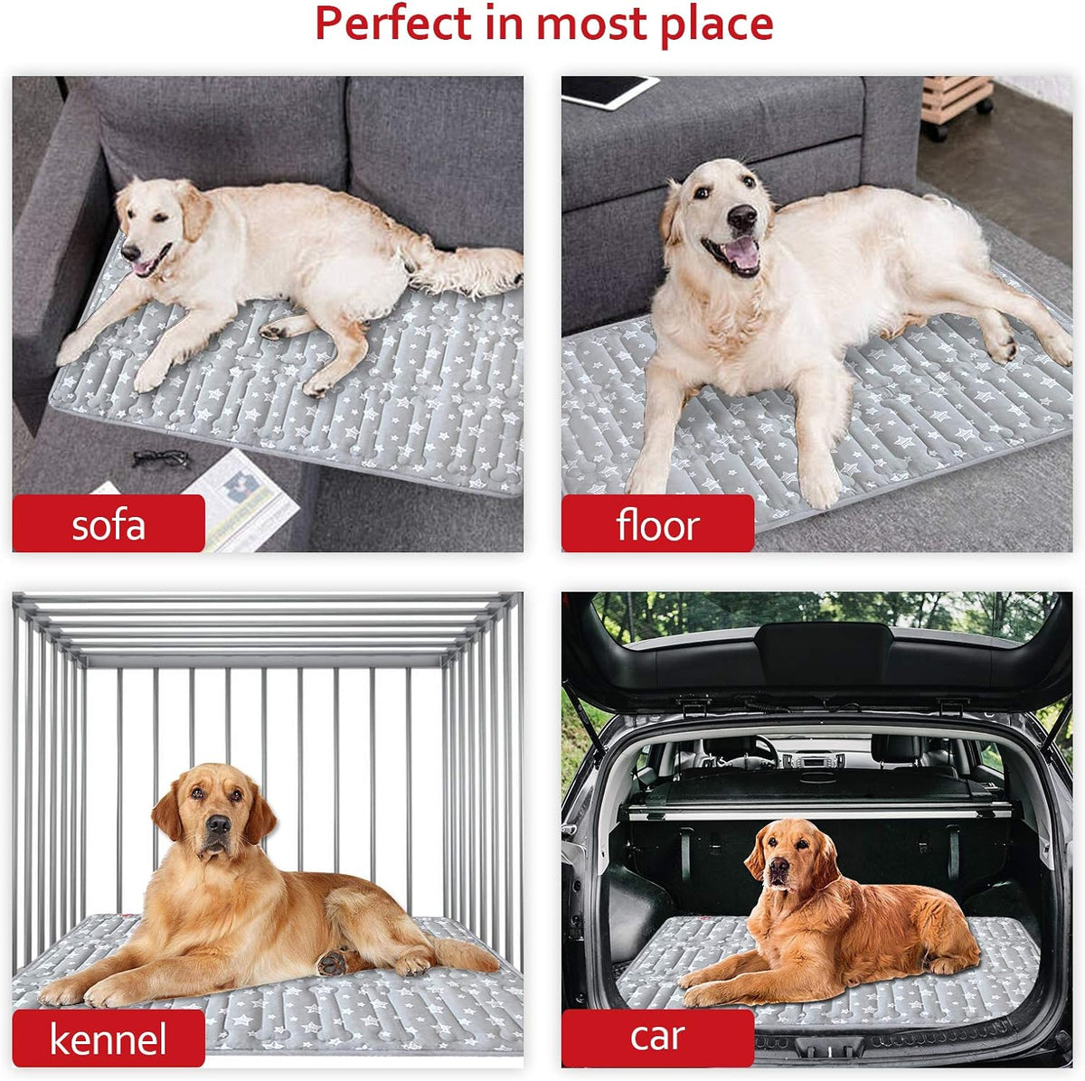 Dog Crate Mat (42" X 28") 2 Pack, Soft Dog Bed Mat with Cute Prints, Personalized Crate Pad