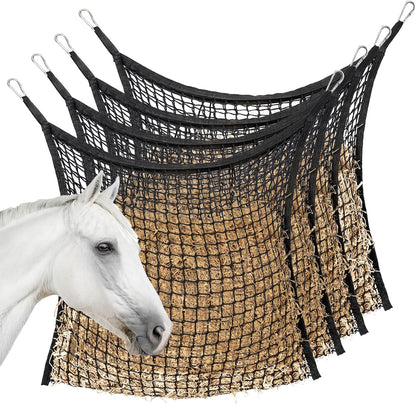 4 PCS Slow Feed Hay Net for Horses, Large Capacity Hay Bags for Horses Goats Sheep Donkey Trailer
