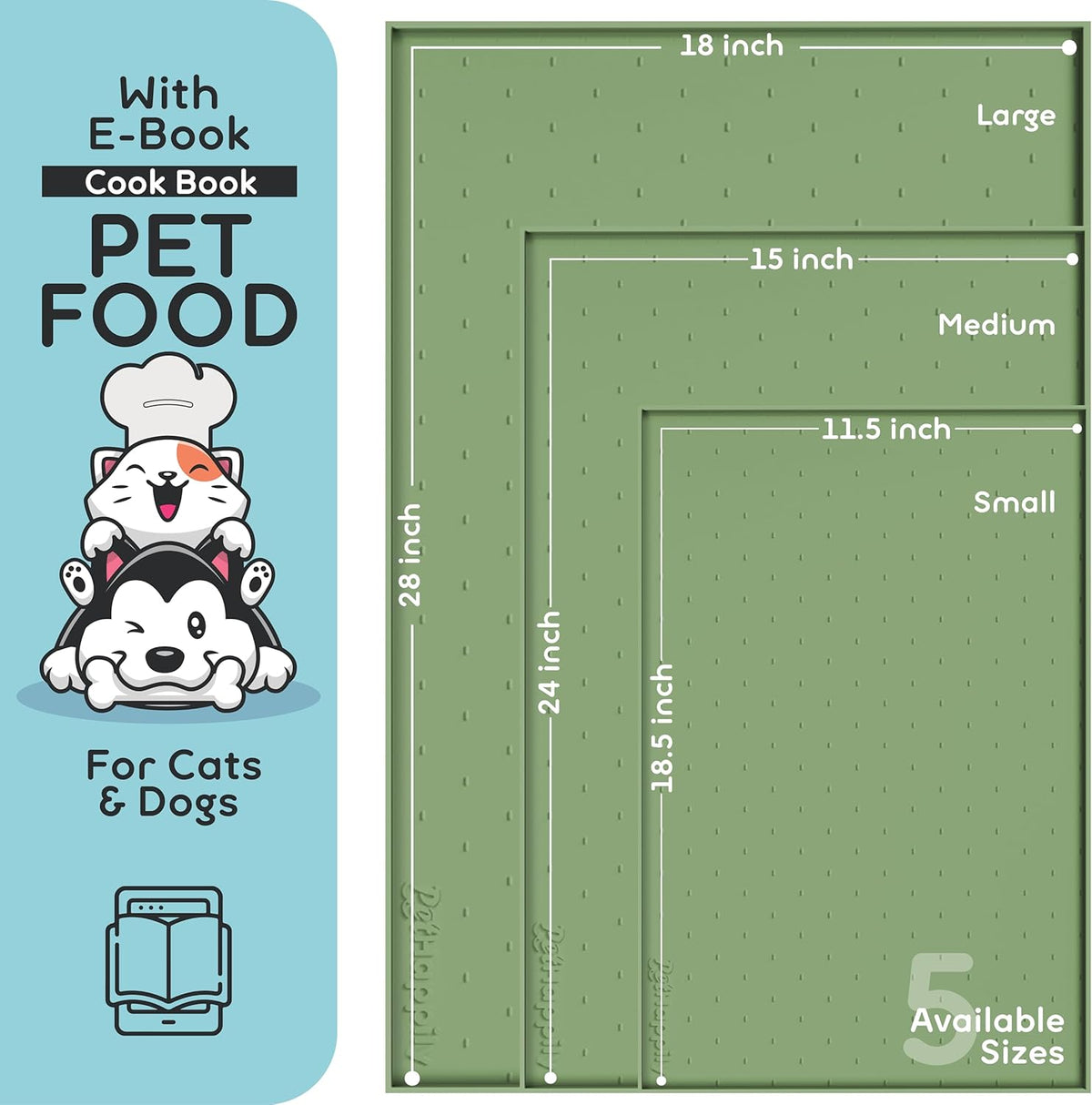Dog Food Mat - Raised Edges Dogs Mat for Food and Water Prevent Spill, Waterproof Cat Food Mats