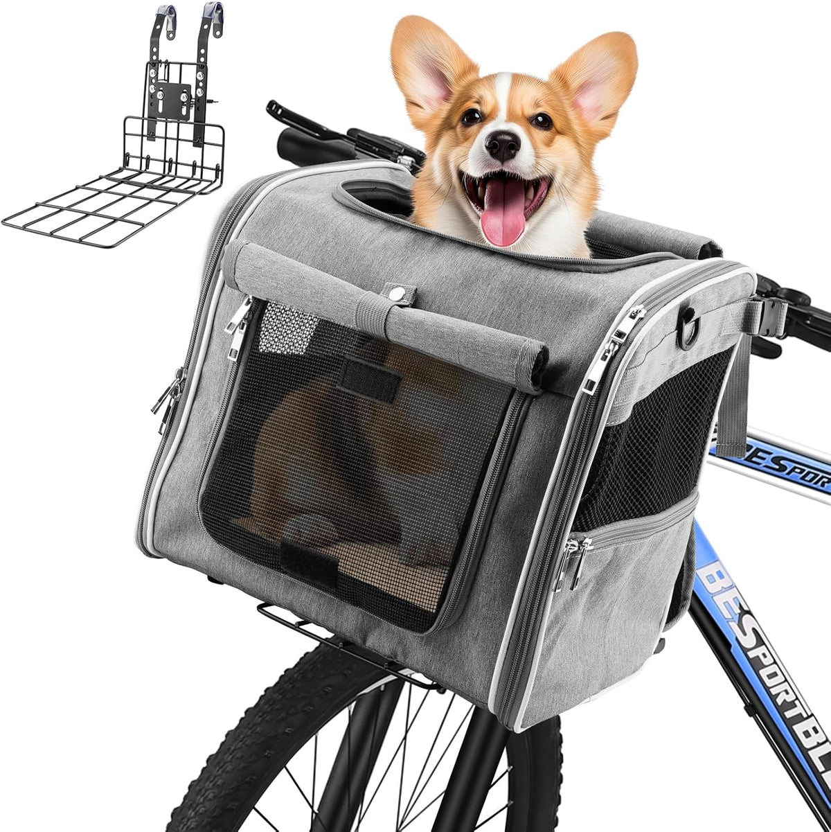 Xixter Dog Basket for Bike, Suitable for Small & Medium Pet Up to 7 kg, Foldable 4-in-1 Pet Bike
