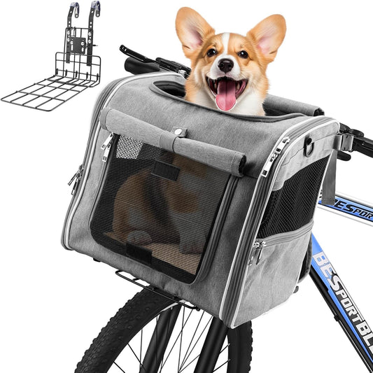 Xixter Dog Basket for Bike, Suitable for Small & Medium Pet Up to 7 kg, Foldable 4-in-1 Pet Bike