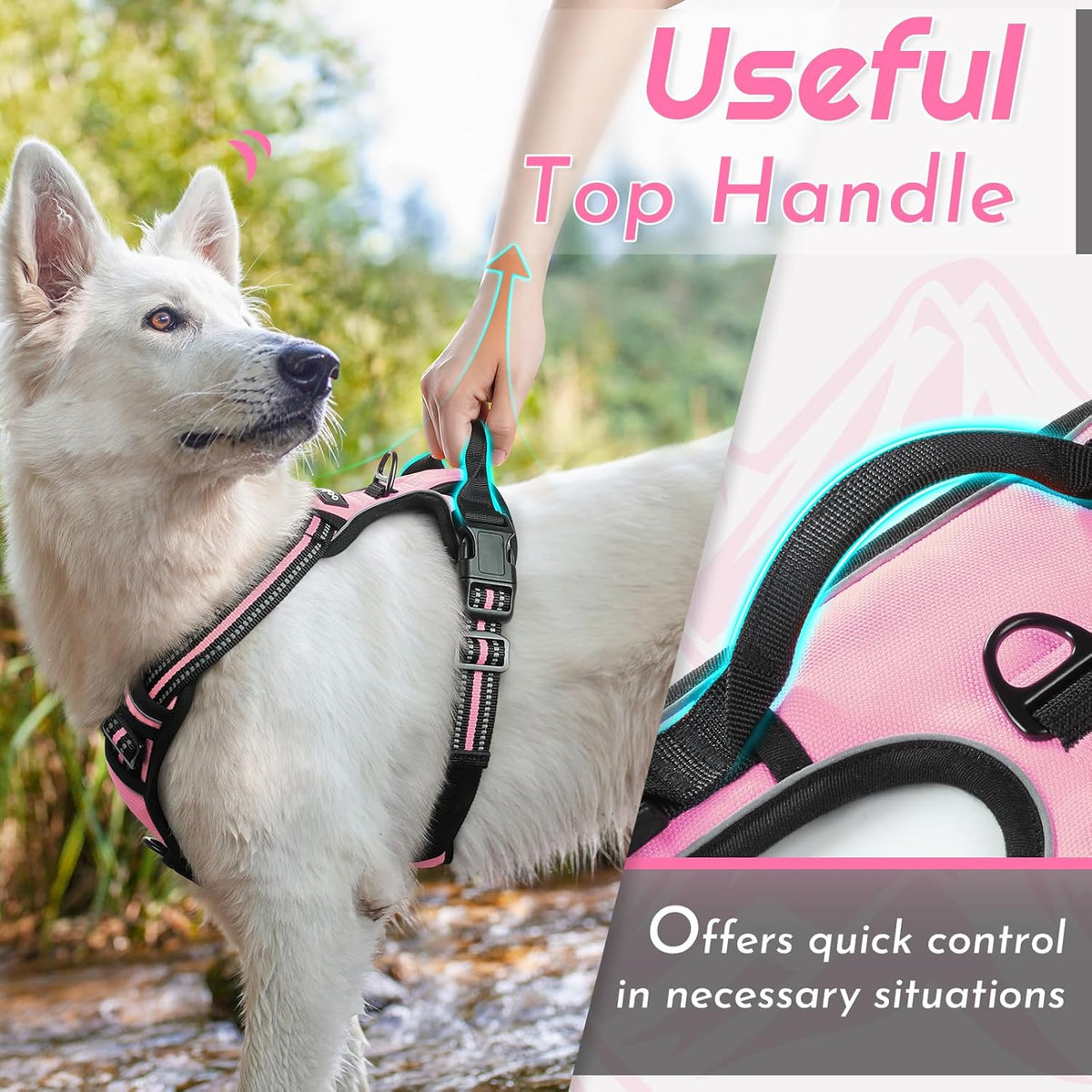Eagloo Dog Harness Large Breed, No Pull Service Vest with Reflective Strips and Control Handle