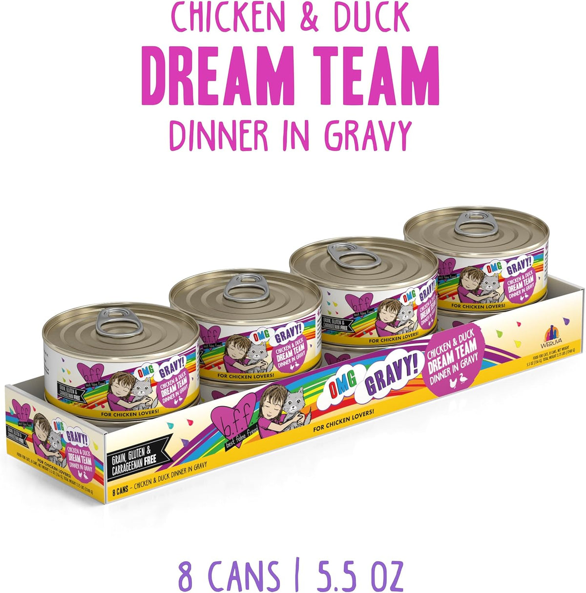 Weruva B.F.F. OMG - Best Feline Friend Oh My Gravy!, Chicken & Duck Dream Team with Chicken & Duck