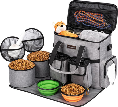 Airline Approved Dog Travel Bag with 2 Dog Treat Training Pouches, Tote Organizer for Weekend Pet