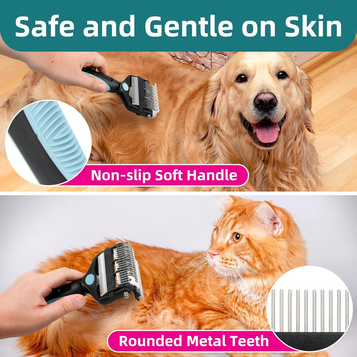 3-IN-1 Pet Grooming Tool - Undercoat Rake, Dematting Comb & Deshedding Brush for Cats & Dogs