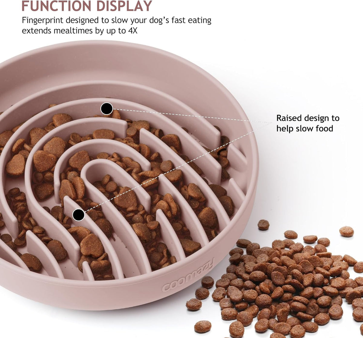 Coomazy Large Silicone Slow Feeder Dog Bowls, Interactive Puzzle Toy for Pets Food Training, Keeps