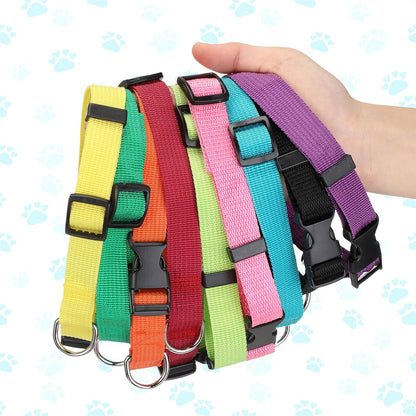 9 Pieces Adjustable Dog Collar for Animal, Soft Nylon Pets Puppy Collar with Quick Release Buckle