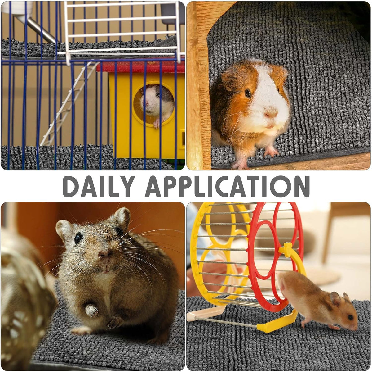 Amylove 4 Pcs Guinea Pig Cage Liner Guinea Pig Bedding Washable Fleece Pee Pads Reusable Small