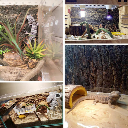 Fhiny 2 PCS Cork Bark Background, 11.6" x 7.7" Natural Cork Bark for Reptiles Tank Backdrop Reptile