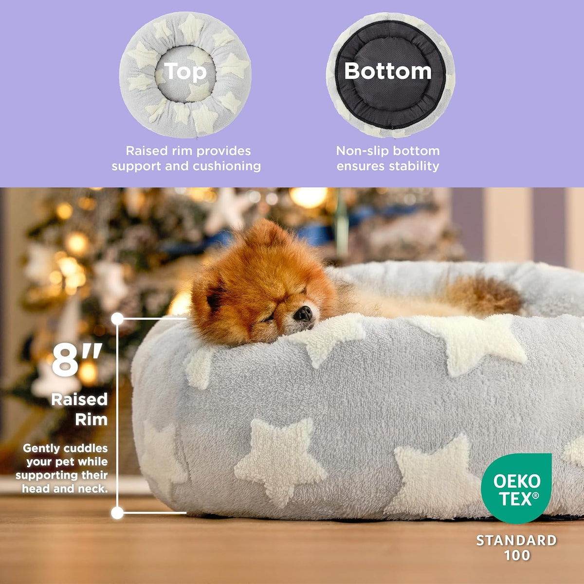 LE SURE Donut Small Dog Bed - Round Cat Beds for Indoor Cats Anti-Anxiety Calming Pet Beds