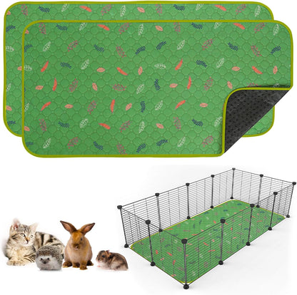 Sunheir 2 Pack Washable Guinea Pig Pee Pads, 24" x 48" Waterproof Reusable Guinea Pig Cage Liners